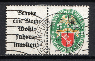 1929 5pf Third Reich, Germany (Coupon, Canceled, CV $100)