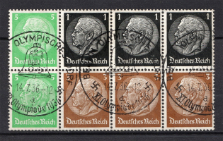 1934 Third Reich, Germany (Se-tenant, Block, Canceled, CV $130)