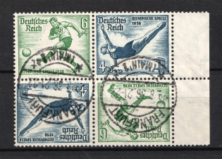 1936 Third Reich, Germany (Block of Four, Canceled, CV $90)