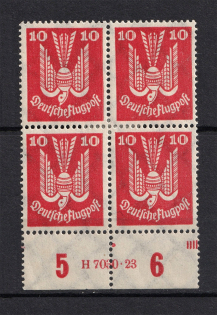 1924 10pf Weimar Republic, Germany (Control Number, Block of Four, CV $80, MNH)