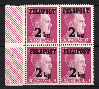 1944 Mail Fieldpost, Germany Airmail (Mi. 3, Block of Four, Full Set, MNH/MLH)