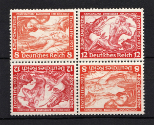 1933 Third Reich, Germany (Se-tenant,Block of Four Tete-beche, Mi. SK 20, CV $250, MH/MNH)