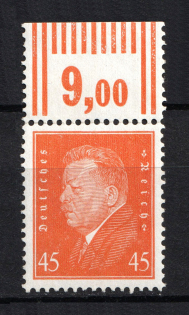 1928 45pf Third Reich, Germany (Control Number, Mi. 419 W OR, Signed, CV $310, MNH)