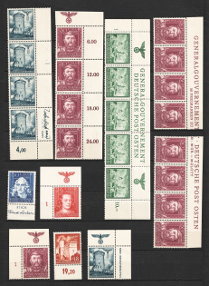 General Government, Germany Collection (3 Pages, Eagle on the Field, Control Numbers+Text, MNH)