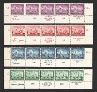 1942 General Government, Germany (Strips, Control Text, Full Set, MNH)