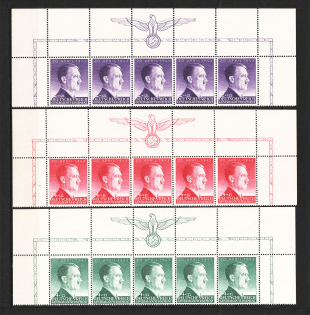 1943 General Government, Germany (Strips, Eagle on the Field, Full Set, MNH)