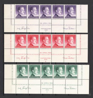 1943 General Government, Germany (Strips, Control Text, Full Set, MNH)