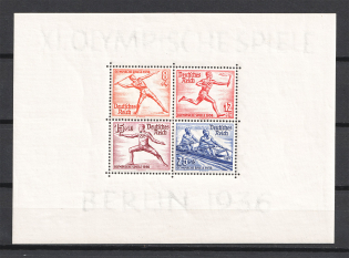 1936 Third Reich, Germany (Souvenir Sheet Mi. 6z, THICK Paper, CV $390, MNH)