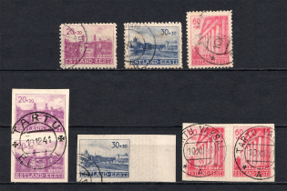 1941 Occupation of Estonia, Germany (Mi. 5, 6, 8, 5U, 6U, 8U, Pair, Canceled, CV $300)