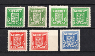 1941-44 Occupation of Guernsey, Germany (Varieties of Color and Paper, Mi. 1-3, Full Set, CV $250, MNH/Canceled)