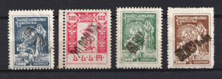 1923 Georgia Revalued, Russia Civil War (Big Black Overprint, Full Set, Signed)
