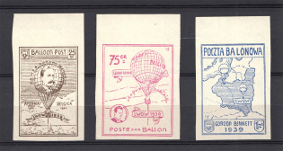 1939 Ballon Post Lviv Ukraine Poland (Imperforated, MNH)