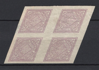 1877 5k Pskov Zemstvo, Russia (Schmidt #4, Block of Four, CV $60+)