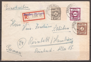 1946 Soviet occupation cover with control number on Registered (R) sticker