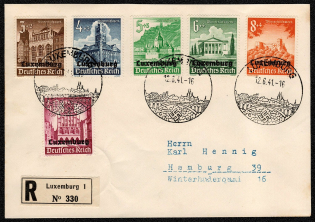 1941 German Occupation Luxembourg Official Cover with Scott Nos. NB1-NB6, cancelled in Luxembourg