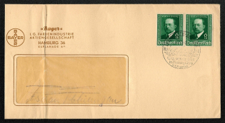 "1940 cover franked with a pair of Scott В186 commemorating the 50""' anniversary of Emil Behring's discovery of a serum for diphtheria"