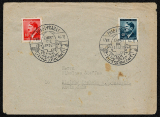 1944 Bohemia and Moravia cover franked with Sc 64 and 67. Posted 17 August