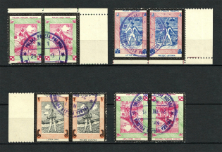 1942 Poland WWII, Field Post, First Polish Army Corp, Pairs (Perforated, Canceled)