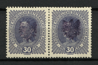 1918 30h Tarnow Local Issue, Poland, Pair (DOUBLE Overprint, Print Error, Signed)