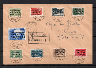 1941 Occupation of Lithuania, Germany, Registered Cover VILNIUS (Mi. 1 - 9, CV $1,890)