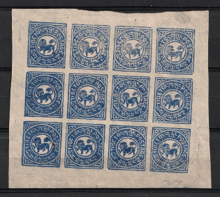 1912 1/3 Trangka Tibet China (Mi. 2dx, Complete Sheet of 12, CV $900+, MNH)