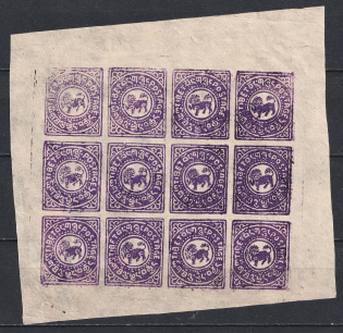 1912 1/2 Trangka Tibet China (Mi. 3ax, Complete Sheet of 12, CV $900+, MNH)