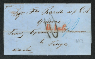 1859 Paid Letter from Feodosia (Crimea) to Genoa via Vienna