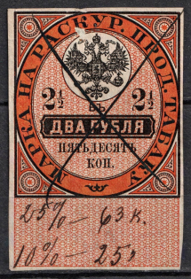 1895 2.5r Tobacco Licence Fee, Russia (Canceled)