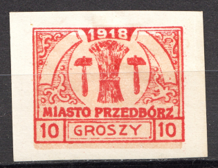 1918 Przedborz Poland Civil War 10 Gr (Shifted Background)