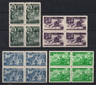 1944 Heroes of the USSR, Soviet Union USSR, Blocks of Four (MNH)