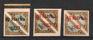 1923 Estonia, Airmail (Mi. 43 B, 44 B, 45 B I, Full Set, Signed, CV $280, MNH)