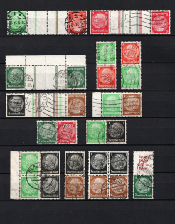 1934 Third Reich, Germany, Collection (Coupon, Tete-beche, Se-tenant, Canceled, CV $250)