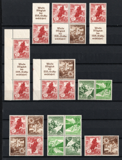 1938 Third Reich, Germany, Collection (2 Pages, Coupon, Se-tenant, CV $220)