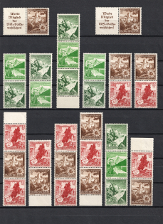 1938 Third Reich, Germany, Collection (2 Pages, Coupon, Se-tenant, CV $180)