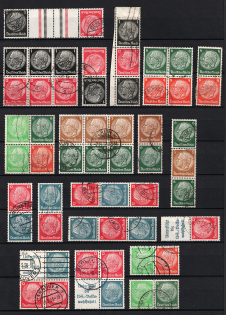 1937-39 Third Reich, Germany, Collection (2 Pages, Coupon, Se-tenant, Canceled, CV $170)