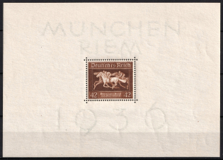 1936 Third Reich, Germany (Souvenir Sheet Mi. 4x, Grey Thick Paper, CV $40, MNH)