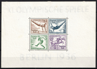 1936 Third Reich, Germany (Souvenir Sheet Mi. 5x, CV $70)