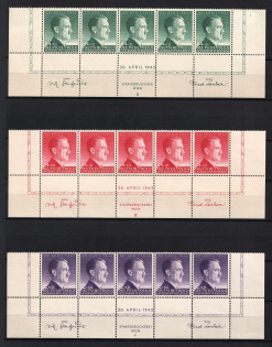 1943 General Government, Germany (Strips, Control Text, Full Set, MNH)