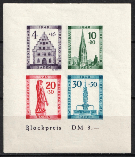 1949 Baden, French Zone of Occupation, Germany, Souvenir Sheet (Imperforate, CV $50)