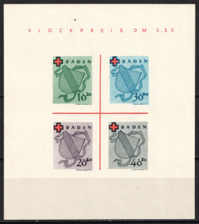 1949 Baden, French Zone of Occupation, Germany, Souvenir Sheet (CV $180, MNH)