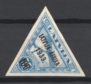 1933 100s Latvia Airmail 'LATVIA-AFRICA' (INVERTED Watermark, RARE, Mi. 224Z)