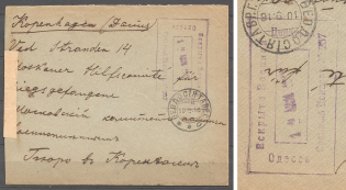 1916 Russia Censored Cover Feodosia - Odessa - Copenhagen (Denmark)