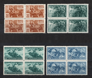 1943 Heroes of the USSR, Soviet Union USSR, Soviet Union USSR, Blocks of Four (MNH)