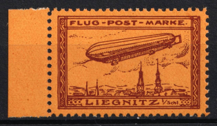1913 Liegnitz Germany Zeppelin Special Flights Red (Official Reprint, MNH)