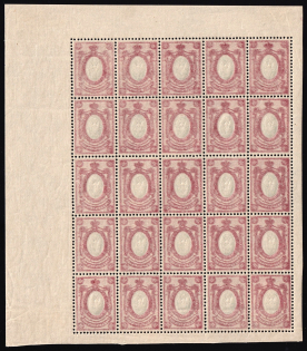 1908 35k Russian Empire, Part of Sheet (OFFSET of Frame, Print Error, CV $1000+, MNH)