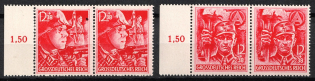 1945 Third Reich Last Issue, Germany, Pairs (Control Numbers '1.50', Perforated, Full Set, CV $240, MNH)