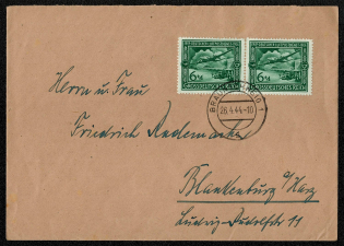 1944 Scott B252A (depicting a Focke-Wulf Condor FW 200 flying over an airport) postally used from Braunschweig