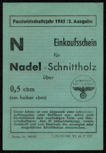 1944 Ticket for cutting more than a half-cubic meter of coniferous timber