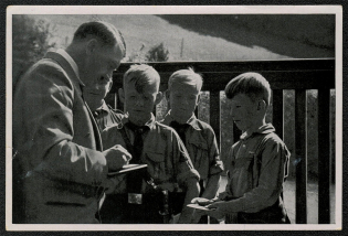 1933 Young boys with the Fuhrer. Cigarette card