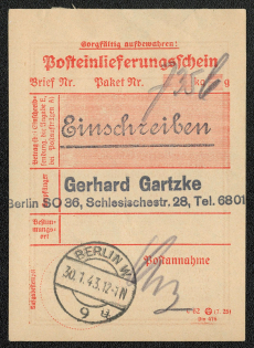 1942 Post delivery slip